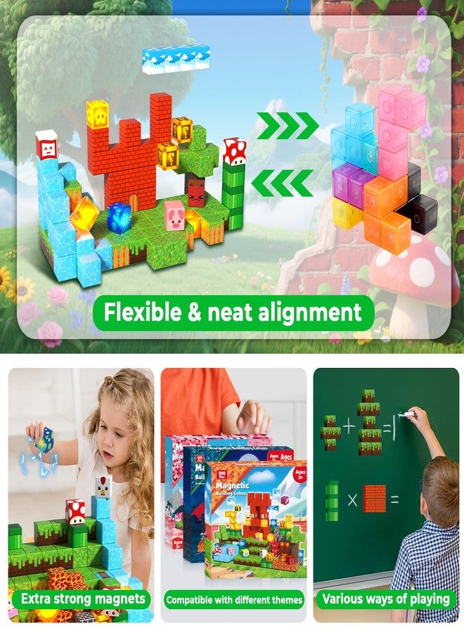 Goody King 200pcs Magnetic Blocks with Light Blocks, Educational Sensory Magnet Toy Gift, STEM Montessori Building Set for Kids Ages 3+, Creative Magnetic Cubes Construction Playset - Image 5